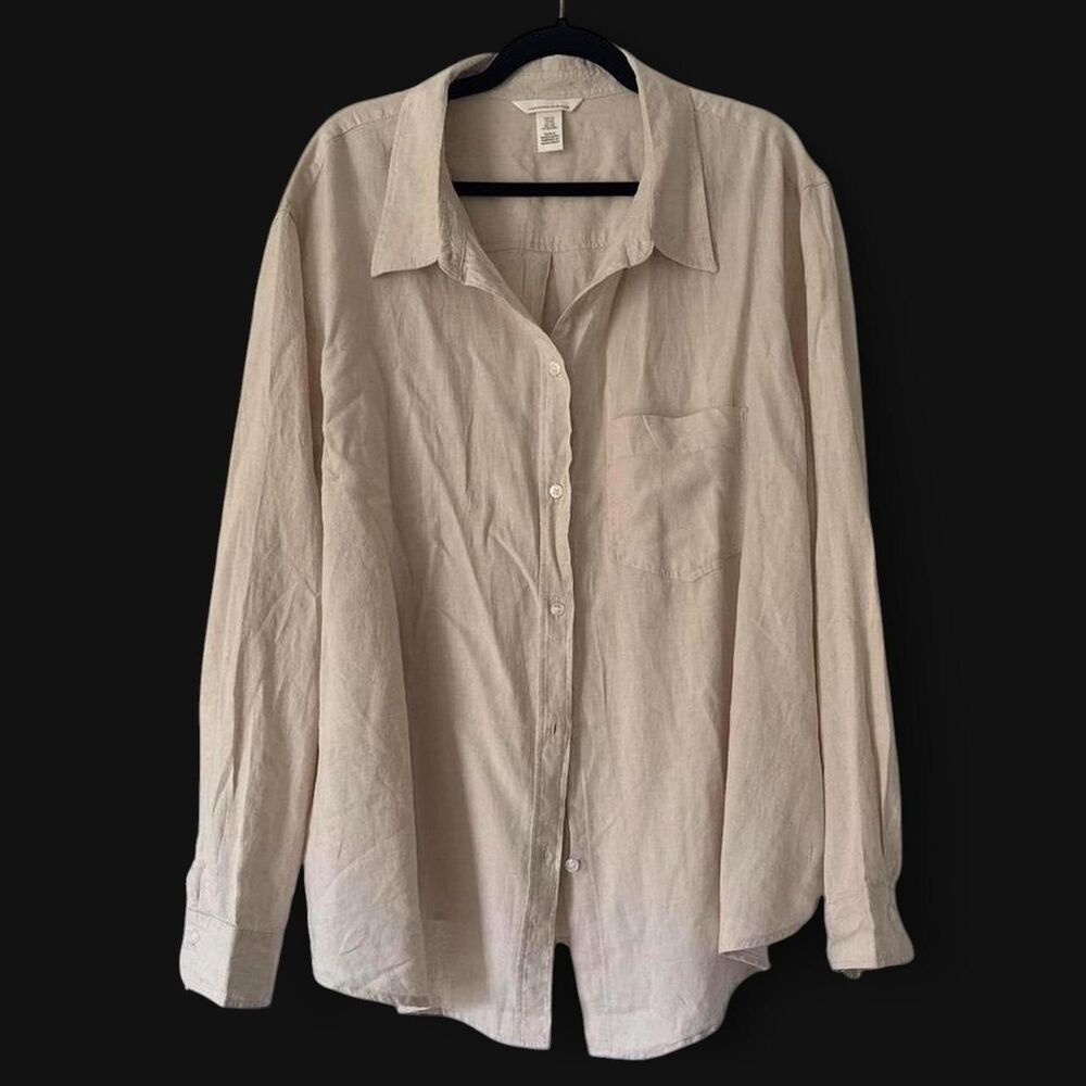 H-m Women's Cream and Tan Shirt